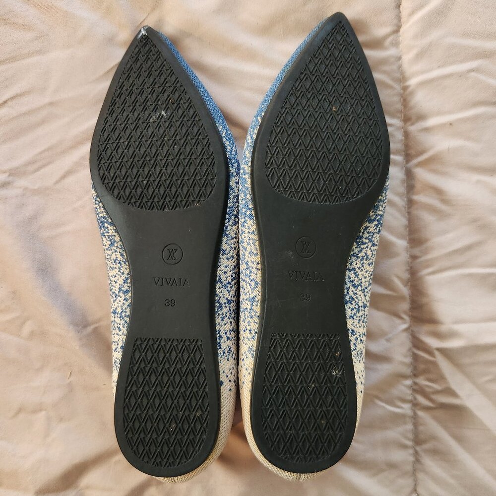 Vivaia Aria Pointed Toe Ballet Flats Shoes Blue Cream Ombre Polka Dot - Picture 4 of 8